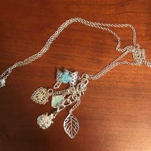 Blue charmed dangle necklace